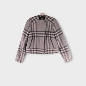 Gap Moto Jacket Plaid Wool Size L tailored heritage classic